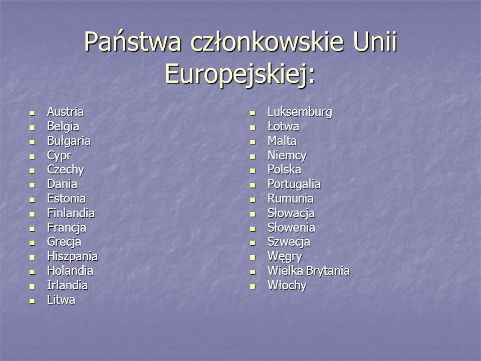 Państwa członkowskie Unii Europejskiej ppt video online pobierz